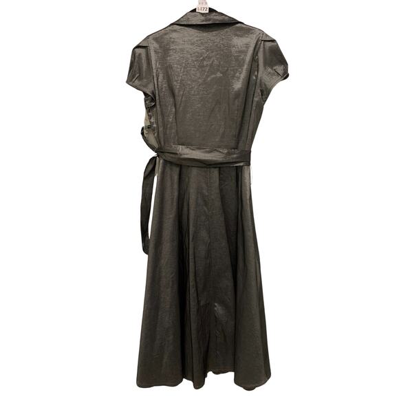 Liz Claiborne women's Gray Wrap Dress, 12, Cap Sleeves, Knee-Length - Picture 4 of 4